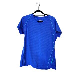 Kirkland Signature Womens Blue Activewear V-Neck T-Shirt M Polyester